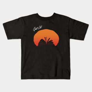 Get lit-album cover parody with a sunset and a book in negative space Kids T-Shirt